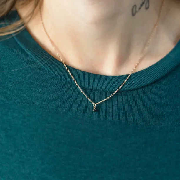 Minimalist necklace with black diamond CALIBAN Image