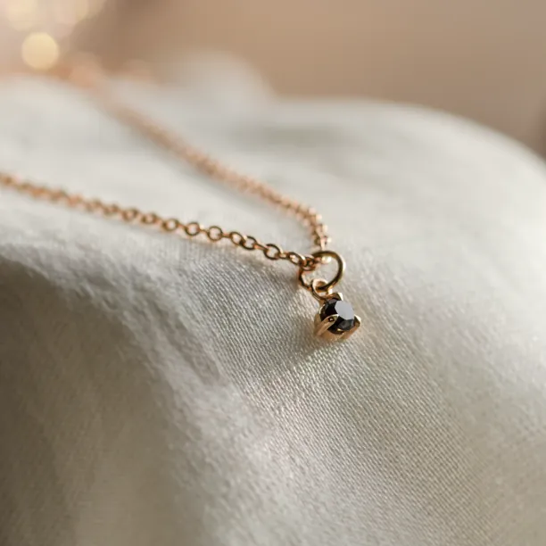 Minimalist necklace with black diamond CALIBAN Image