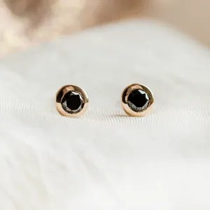 Golden earrings with black diamonds AMAYA