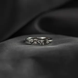 Gold ring with marquise black and classic diamonds VALLO Thumbnail