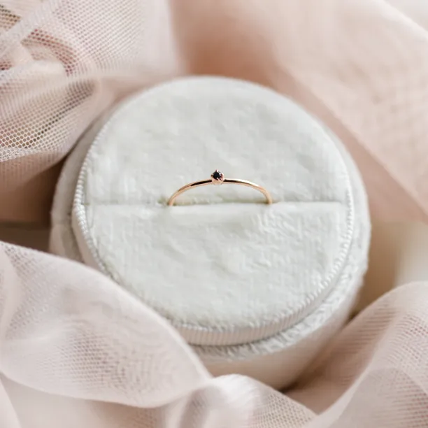 Gold minimalist ring with black diamond BRUNO Image