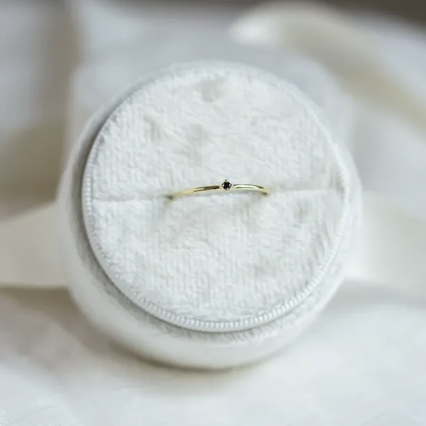 Gold minimalist ring with black diamond BRUNO Image