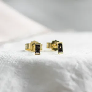 Minimalist earrings with gray diamonds RICKY Thumbnail