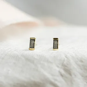Minimalist earrings with gray diamonds RICKY