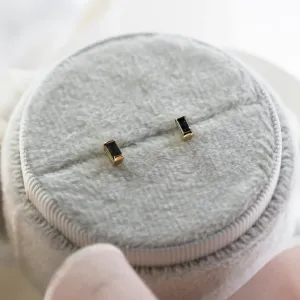 Minimalist earrings with baguette salt and pepper diamonds LOFI Thumbnail