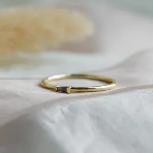 Gold ring with tapered baguette gray diamond GERRY Thumbnail