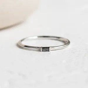 Gold ring with baguette salt'n'pepper diamond TORRE Thumbnail