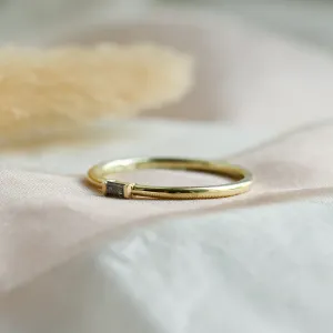 Gold ring with baguette salt'n'pepper diamond TORRE Thumbnail