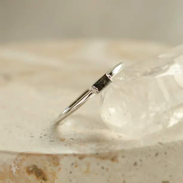 Minimalist ring with baguette salt'n'pepper diamond TASSI Image