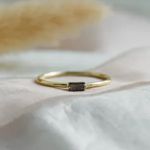 Minimalist ring with baguette salt'n'pepper diamond TASSI Thumbnail