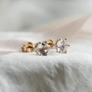 Stud earrings with white moonstone JULIET Thumbnail