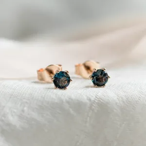 Stud earrings with blue topaz DENIM Thumbnail