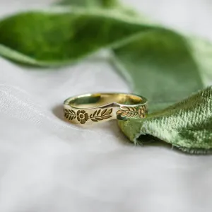 Curved wedding ring with floral motive LENNA Thumbnail