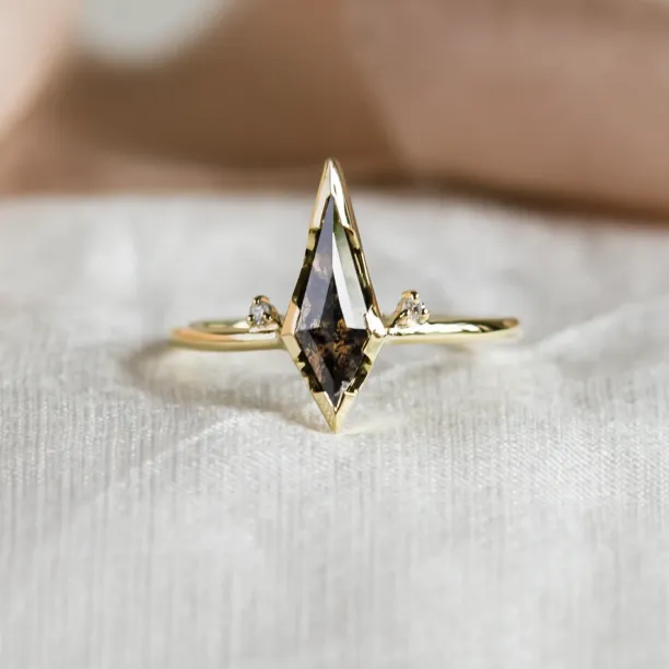 Alternative engagement ring with salt and pepper diamond CHLOE Image