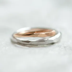 Irregular hammered wedding rings OSAKA