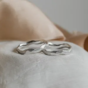 Hammered unusual wedding rings ARYA Thumbnail