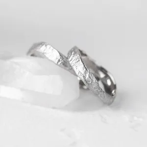 Irregular wedding bands with moon surface MUSK Thumbnail