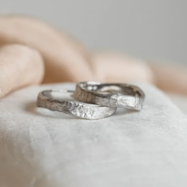 Irregular wedding bands with moon surface MUSK Image