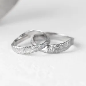 Irregular wedding bands with moon surface MUSK Thumbnail