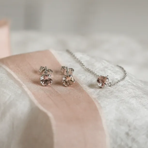 Morganite in gold earrings PENELOPE Image