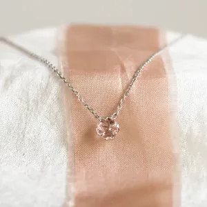 Morganite in gold necklace DAISY