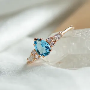 Gold ring with topaz and moissanites ASTROS Thumbnail