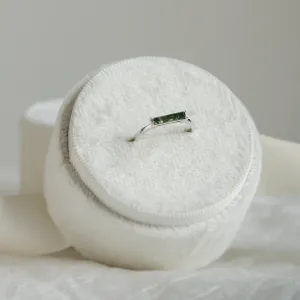 Minimalist ring with baguette moss agate LOKI Thumbnail