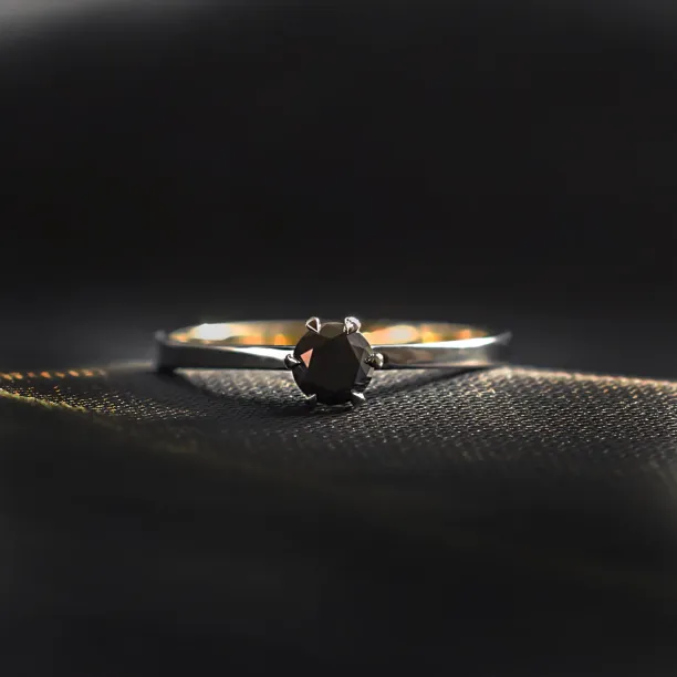 Black diamond ring in black rhodium NEROS Image