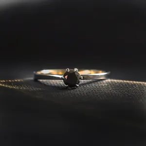 Black diamond ring in black rhodium NEROS Thumbnail