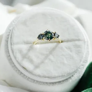 Gold ring with moss agate and blue topaz SYLT Thumbnail