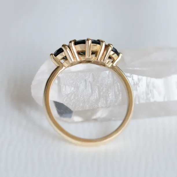 Gold ring with moss agate and blue topaz SYLT Image