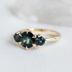Gold ring with moss agate and blue topaz SYLT Thumbnail