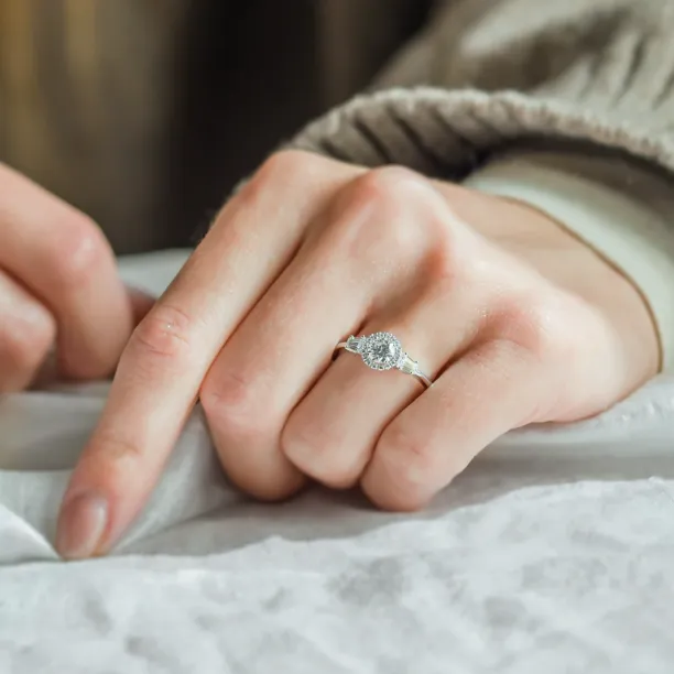 Engagement halo ring with moissanites NORA Image