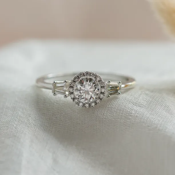 Engagement halo ring with moissanites NORA Image