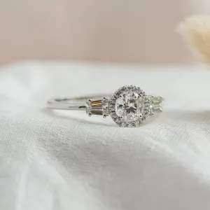 Engagement halo ring with moissanites NORA Thumbnail