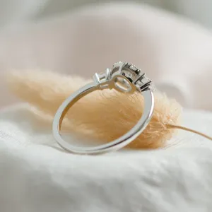 Engagement halo ring with moissanites NORA Thumbnail