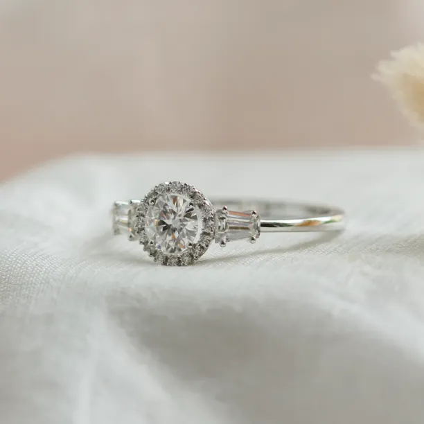 Engagement halo ring with moissanites NORA Image