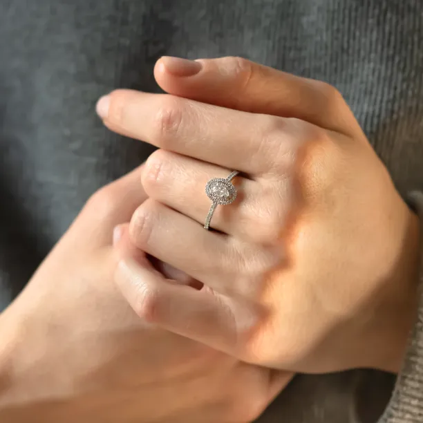 Double halo engagement ring with moissanites ELEANOR Image