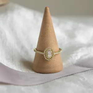 Double halo engagement ring with moissanites ELEANOR Thumbnail