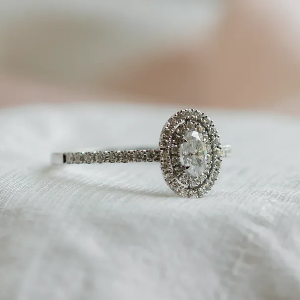 Double halo engagement ring with moissanites ELEANOR Image