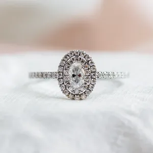 Double halo engagement ring with moissanites ELEANOR