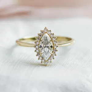 Halo engagement ring with marquise moissanite PHOEBE Thumbnail
