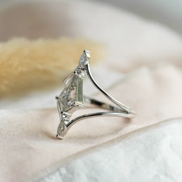 Extravagant split shank ring with moissanites ELOISE Image