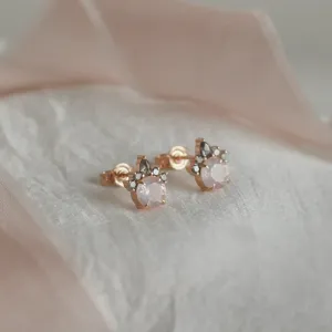 Earrings with morganite and salt and pepper diamonds BALLERINA Thumbnail