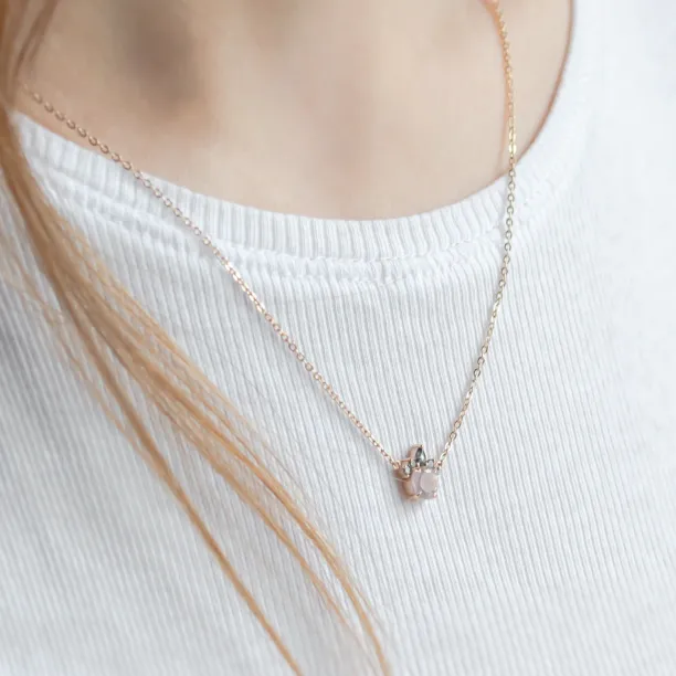 Cluster neklace with morganite and salt and pepper diamonds FLAMINGO Image