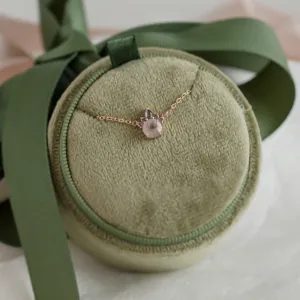 Cluster neklace with morganite and salt and pepper diamonds FLAMINGO Thumbnail