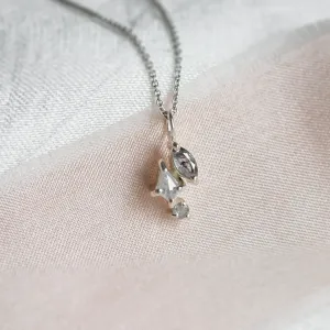 Minimalist cluster neklace with salt and pepper diamonds MANILA Thumbnail