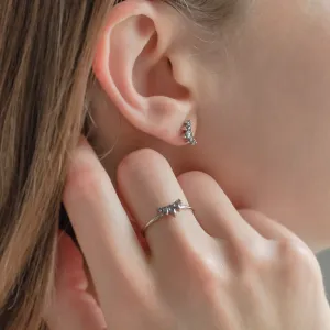 Crawler gold earrings with salt and pepper diamonds MELODY Thumbnail