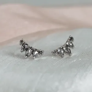 Crawler gold earrings with salt and pepper diamonds MELODY Thumbnail