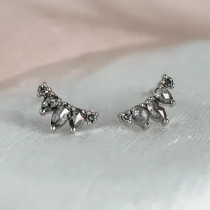 Crawler gold earrings with salt and pepper diamonds MELODY Thumbnail